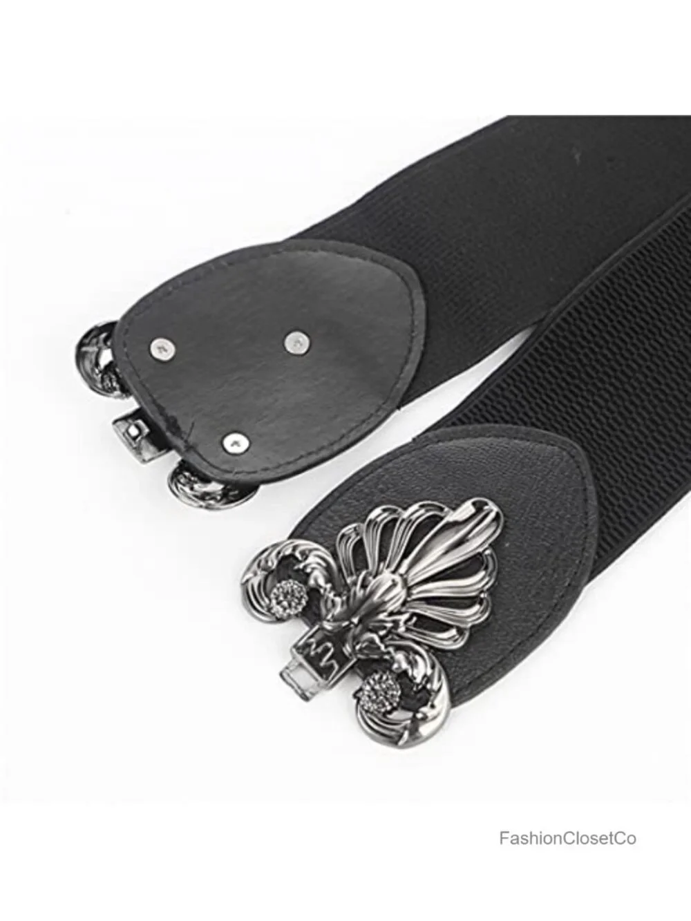 3 Pack Women's Vintage Wide Elastic Stretch Waist Belt with Metal Buckle